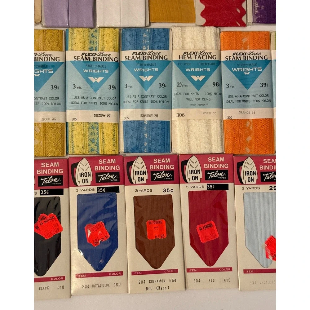 🧵 Vintage Sewing Trim Seam Binding Bias Tape NOS Wrights Talon Lot 38